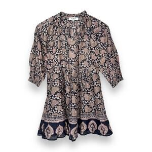 Sea New York Kids Girls Margot Printed Border Dress 7-9 Brown Black Floral Boho